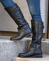 Journee Collection Women's Harley Wide Calf Rouched Knee High Boots