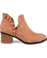 Journee Collection Women's Lennie Ruffle Detail Stacked Block Heel Booties