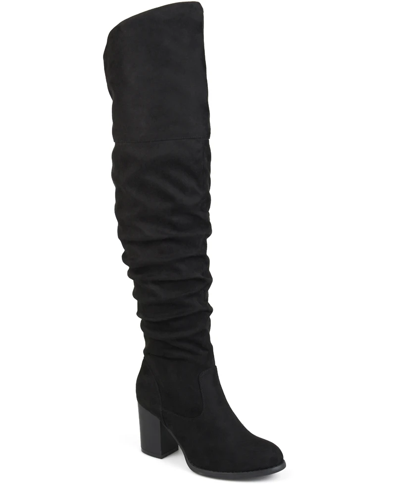 Journee Collection Women's Kaison Stacked Heel Over The Knee Boots