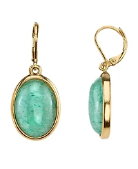 2028 14K Gold-Dipped Semi-Precious Aventurine Oval Drop Earrings