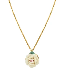 2028 Gold Tone Porcelain pendant Necklace 16" Adjustable
