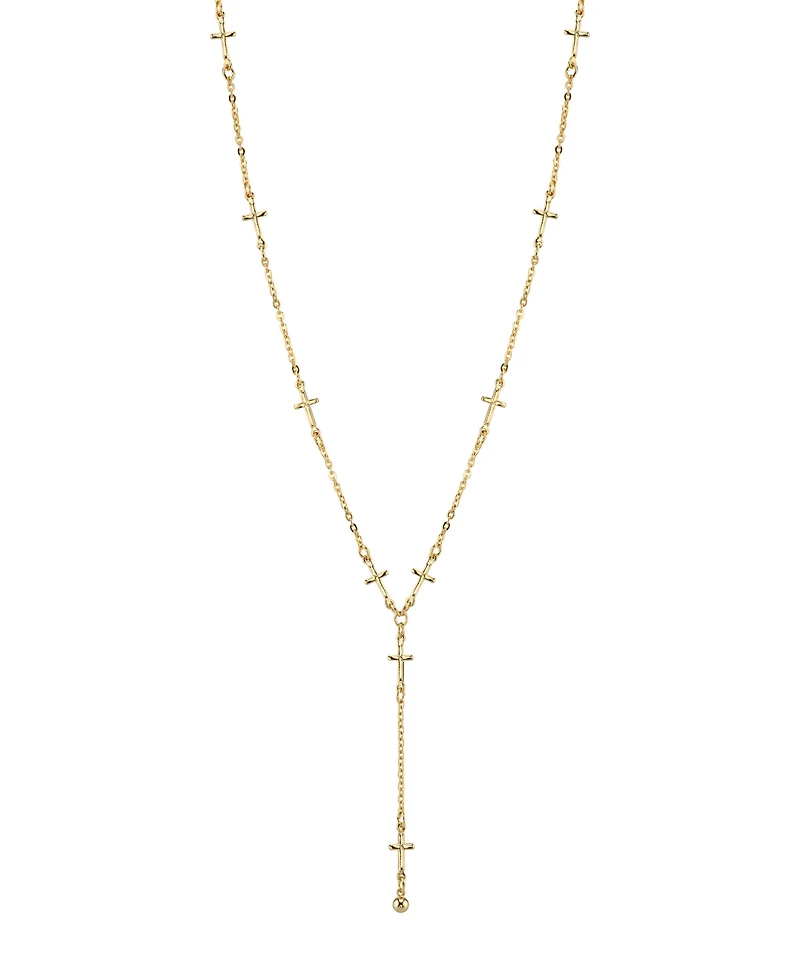2028 14K Gold Tone Cross Chain Y Necklace 15" Adjustable