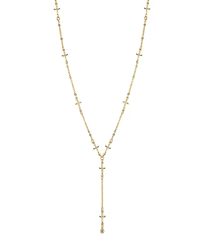 2028 14K Gold Tone Cross Chain Y Necklace 15" Adjustable