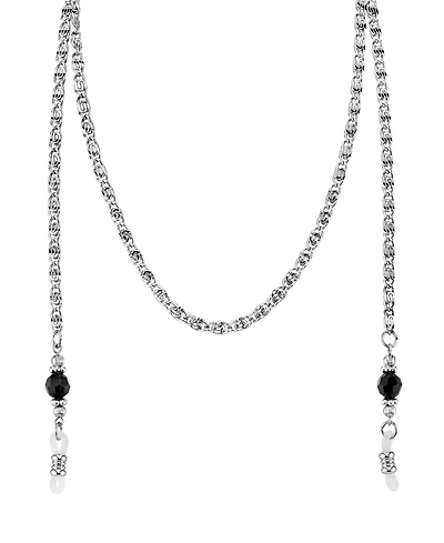 2028 Silver-Tone Chain Black Bead Eyeglass Holder 30"