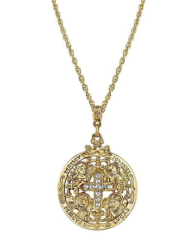 Symbols of Faith 14K Gold-Dipped Crystal Writers of The Good Word Pendant Necklace 24"