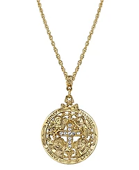 Symbols of Faith 14K Gold-Dipped Crystal Writers of The Good Word Pendant Necklace 24"