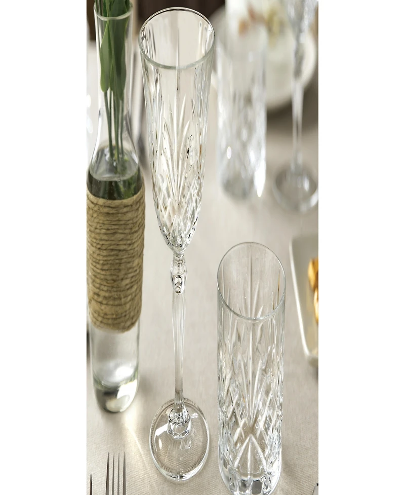 Lorren Home Trends Melodia Collection Crystal Champagne Flutes, Set of 6