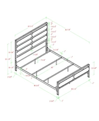 Walker Edison Queen Size Metal and Wood Plank Bed