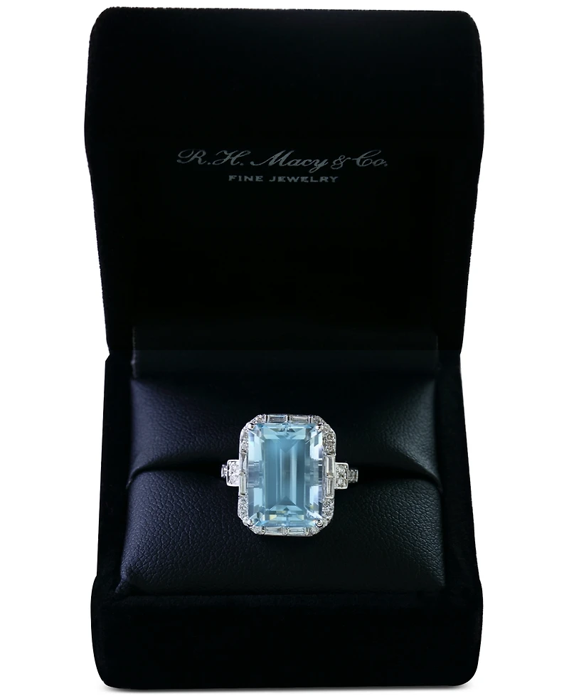 Effy Aquamarine (6-7/8 ct. t.w.) & Diamond (1/2 Ring 14k White Gold