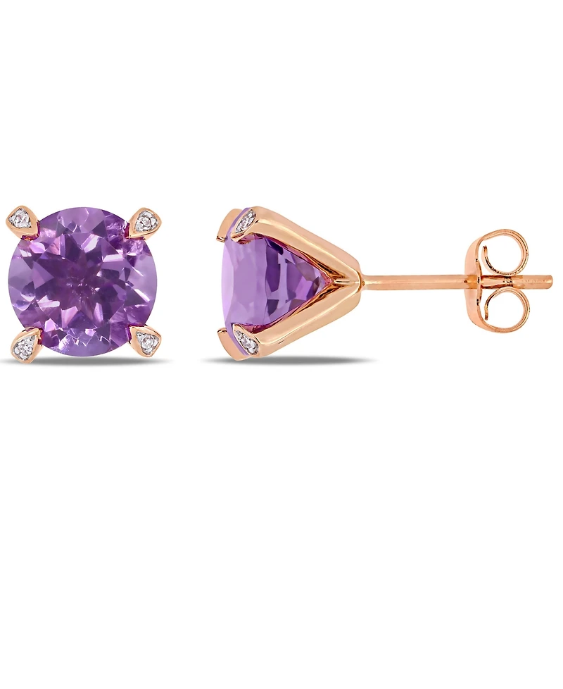 Gemstone and Diamond Accent Stud Earrings 10k White Gold. Available Blue Topaz (4-3/4 ct.t.w.), Citrine (3 5/8 ct.t.w), Garnet (4 Amet