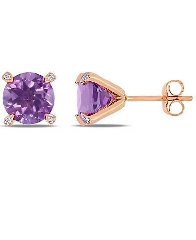 Gemstone and Diamond Accent Stud Earrings 10k White Gold. Available Blue Topaz (4-3/4 ct.t.w.), Citrine (3 5/8 ct.t.w), Garnet (4 Amet