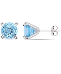 Gemstone and Diamond Accent Stud Earrings 10k White Gold. Available Blue Topaz (4-3/4 ct.t.w.), Citrine (3 5/8 ct.t.w), Garnet (4 Amet