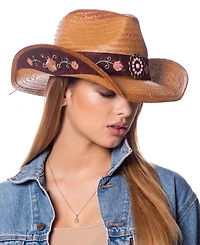 Epoch Hats Company Cowboy Hat with Floral Trim Band and Stud