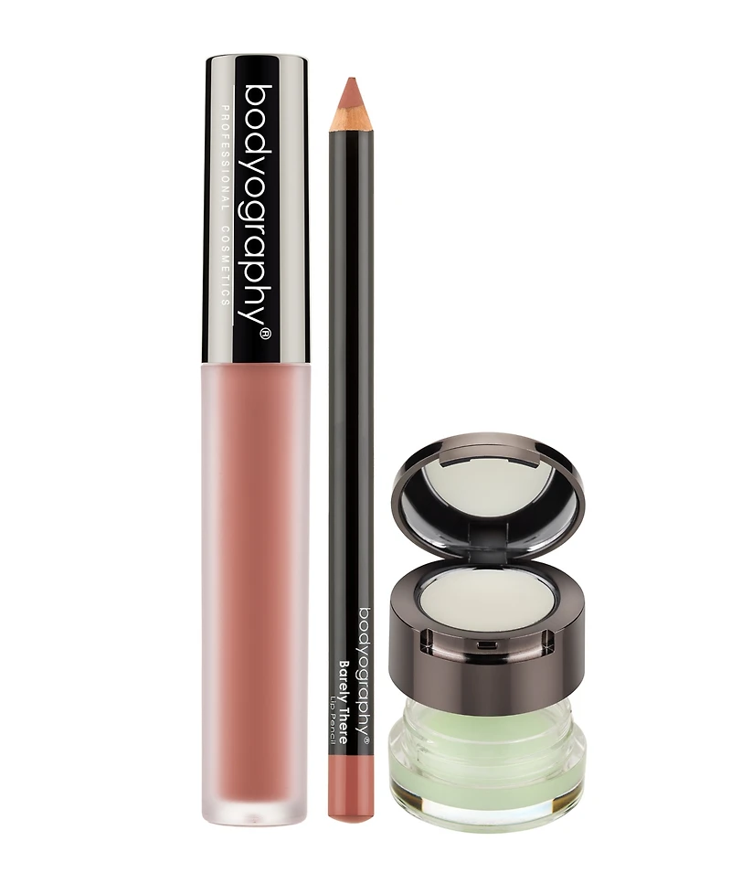 Bodyography Lip Scrub, Balm, Pencil, Liquid Lipstick Bundle