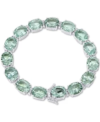 Green Quartz (32 ct. t.w.) & White Topaz (1/2 ct. t.w.) Bracelet in Sterling Silver