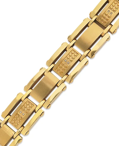 Men's Single-Cut Diamond Bracelet in Stainless Steel and Yellow Ion-Plated (1/10 ct. t.w.)