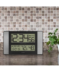 La Crosse Technology Atomic Digital Clock with Indoor Temperature and Humidity, Aluminum finish