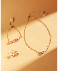 lonna & lilly Gold-Tone Imitation Mother-of-Pearl Flower Drop Off Small Hoop Earrings