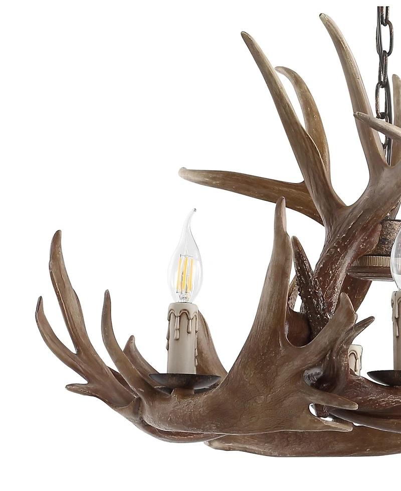Jonathan Y Eldora 28.5" Adjustable Resin Antler 6-Light Chandelier