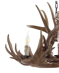 Jonathan Y Eldora 28.5" Adjustable Resin Antler 6-Light Chandelier