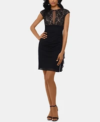 B&A by Betsy & Adam Ruched Lace Sheath Dress