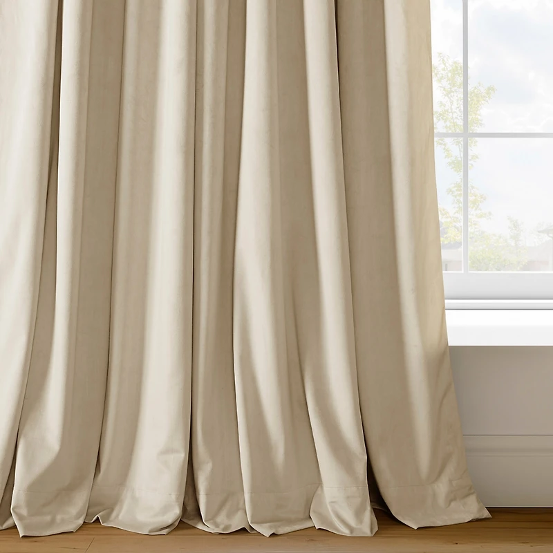 Half Price Drapes Alabaster Beige Signature Velvet Blackout Curtain