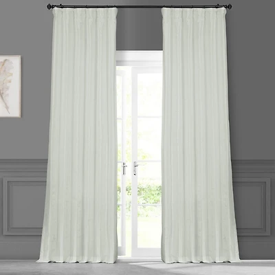 Half Price Drapes Eggshell Solid Faux Silk Taffeta Room Darkening Curtain
