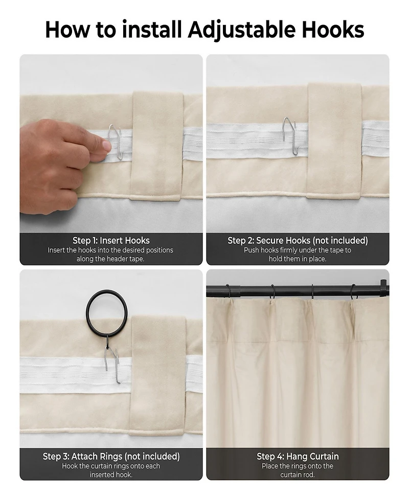 Half Price Drapes Ivory Signature Extra Wide Velvet Blackout Curtain
