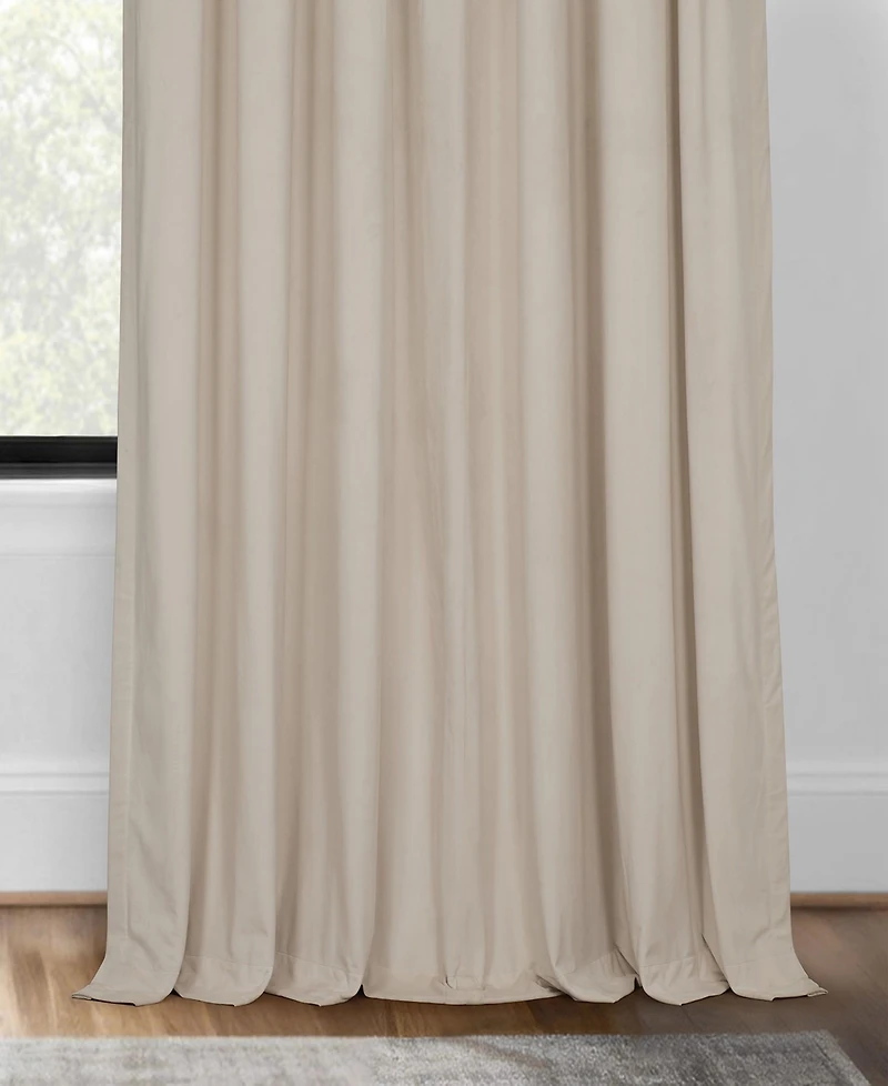Half Price Drapes Ivory Signature Extra Wide Velvet Blackout Curtain