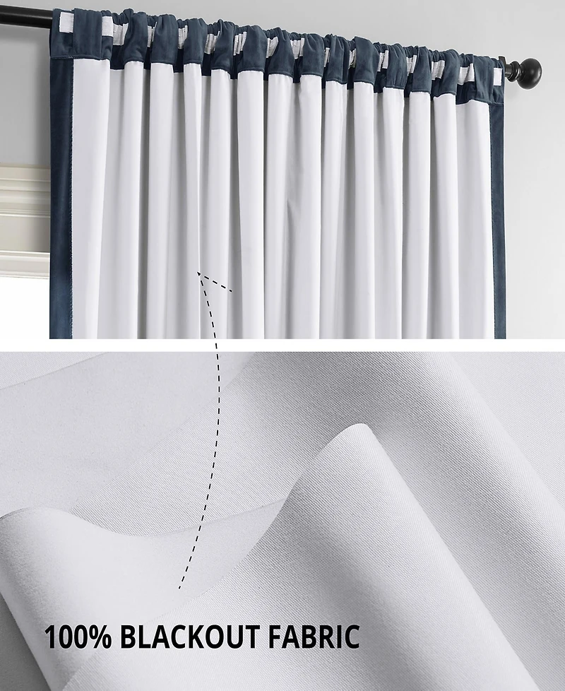 Half Price Drapes Midnight Blue Signature Extra Wide Velvet Blackout Curtain