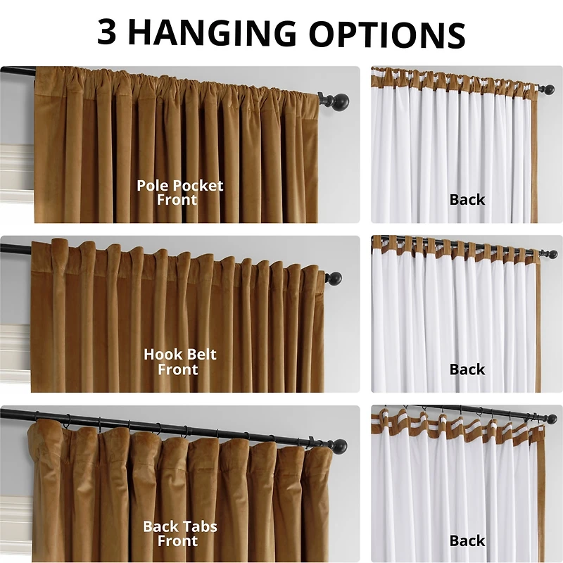 Half Price Drapes Amber Gold Signature Extra Wide Velvet Blackout Curtain