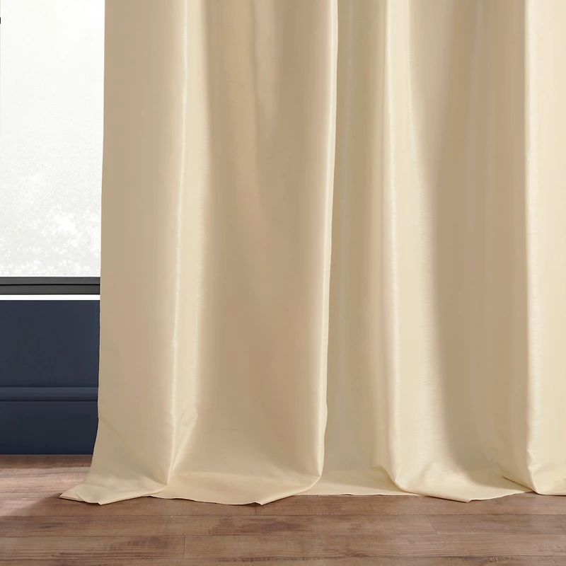 Half Price Drapes Off White Vintage Textured Faux Dupioni Silk Blackout Curtain