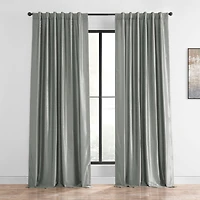 Half Price Drapes Silver Vintage Textured Faux Dupioni Silk Blackout Curtain