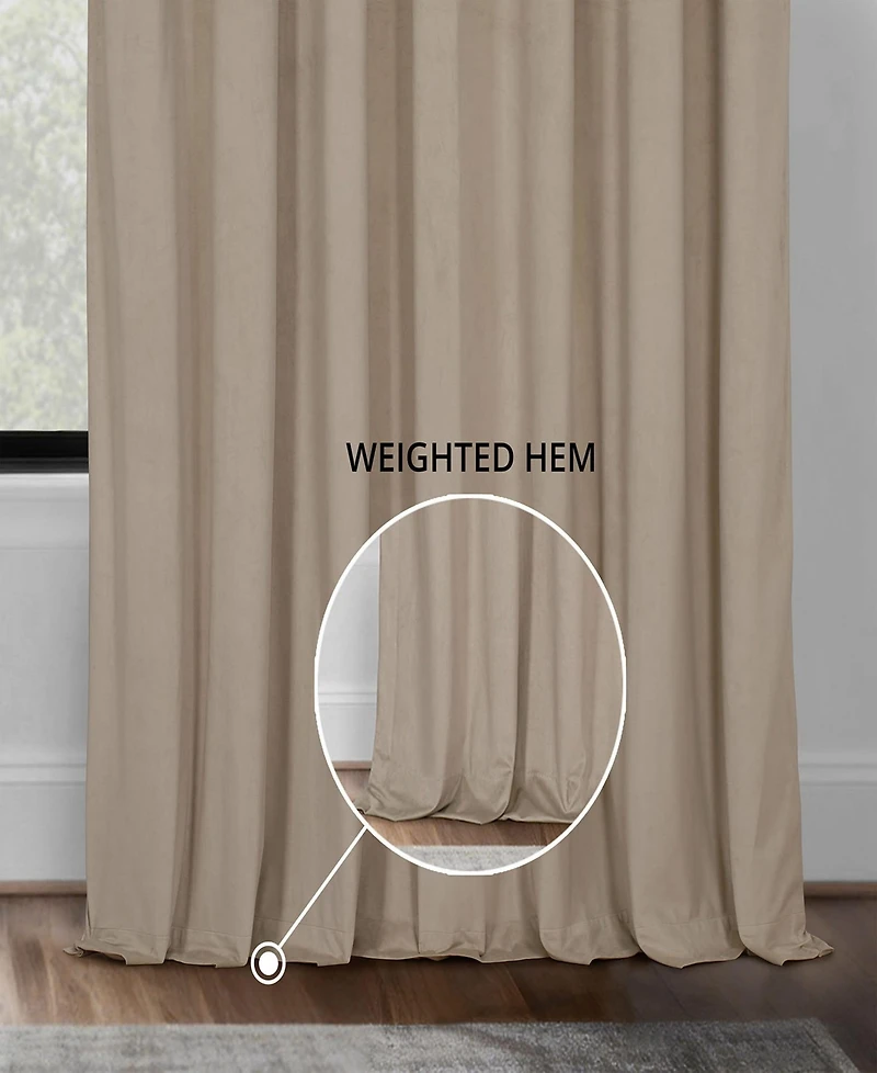 Half Price Drapes Cool Beige Signature Extra Wide Velvet Blackout Curtain