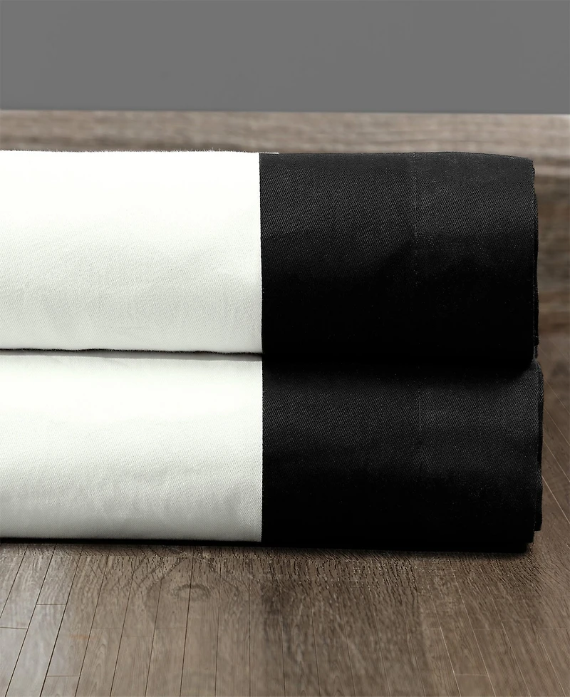 Half Price Drapes Fresh Popcorn & Black Bordered Vertical Printed Cotton Curtain