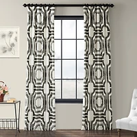 Half Price Drapes Mecca Steel Geometric Printed Cotton Room Darkening Curtain