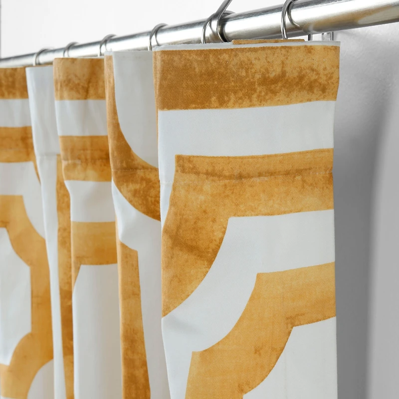 Half Price Drapes Mecca Gold Geometric Printed Cotton Room Darkening Curtain