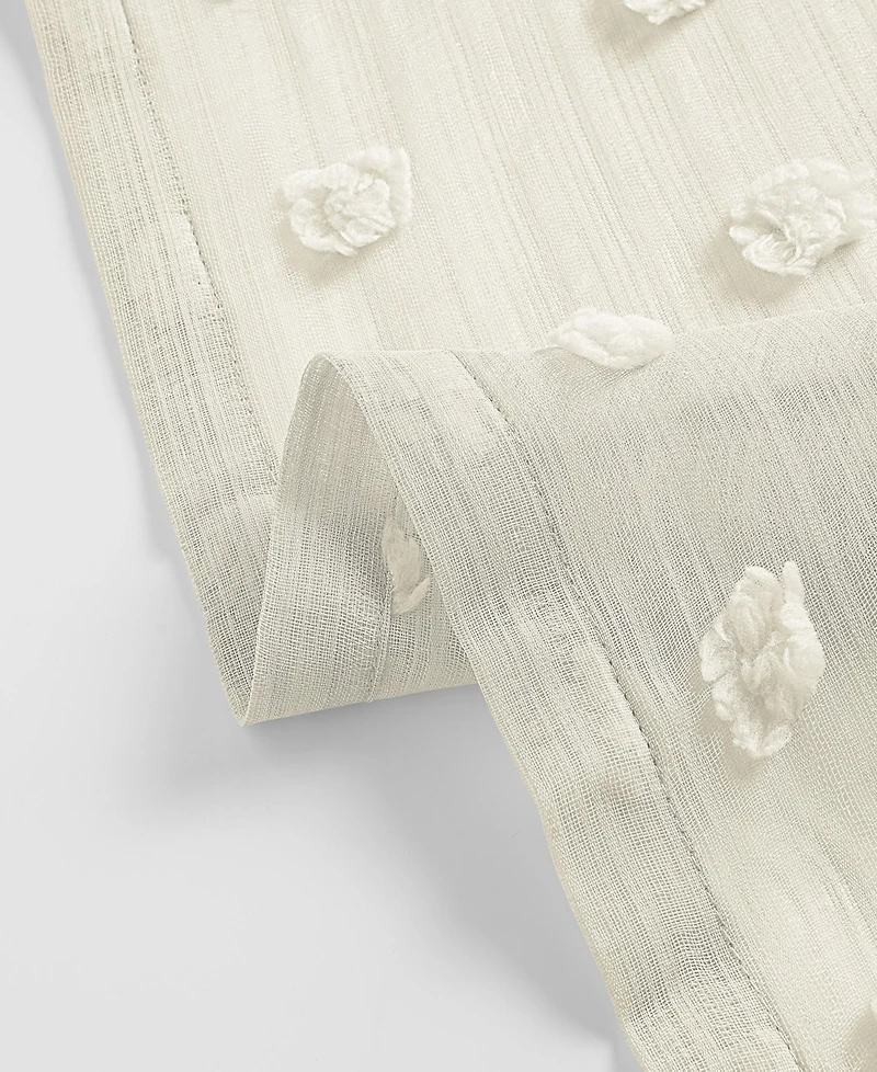 Half Price Drapes Strasbourg Dot Cream Geometric Patterned Faux Linen Sheer Curtain