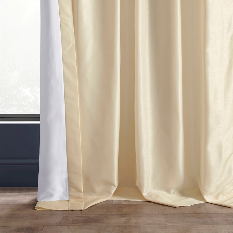 Half Price Drapes Off White Vintage Textured Faux Dupioni Silk Curtain