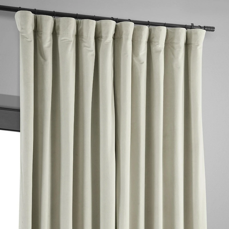 Half Price Drapes Warm Off White Signature Extra Wide Velvet Blackout Curtain