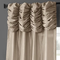 Half Price Drapes Antique Beige Ruched Solid Faux Silk Taffeta Room Darkening Curtain