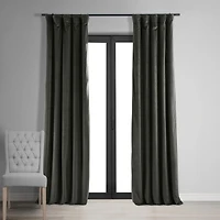 Half Price Drapes Gunmetal Grey Signature Velvet Blackout Curtain