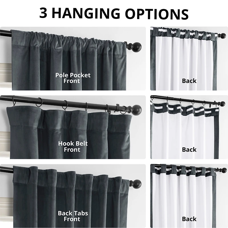 Half Price Drapes Distance Blue Grey Signature Velvet Blackout Curtain