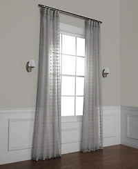 Half Price Drapes Geometric Patterned Faux Linen Sheer Curtain