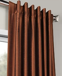 Half Price Drapes Mist Greige Vintage Textured Faux Dupioni Silk Curtain