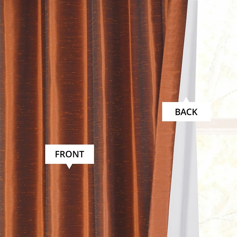Half Price Drapes Copper Kettle Vintage Textured Faux Dupioni Silk Blackout Curtain