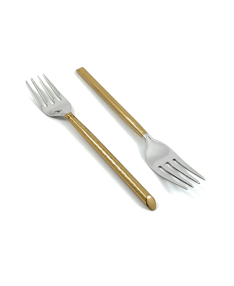 Dinner Golden Cut Hammered Forks - Set of 6