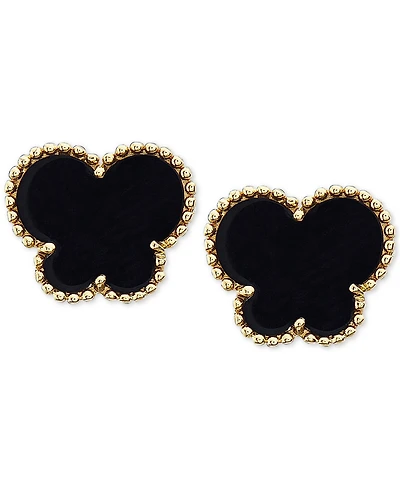 Effy Onyx (9 x 7 mm) Butterfly Stud Earrings in 14k Gold