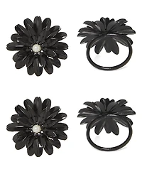 Vibhsa Black Pearl Flower Napkin Ring