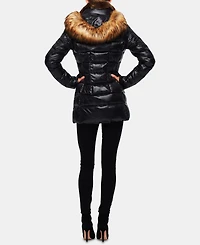 S13 Women's Chelsea Faux-Fur-Collar Hooded Puffer Coat